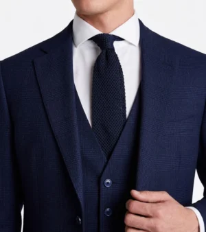 Eastford Polyester Navy Check Suit Closeup