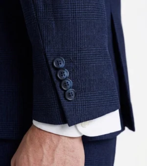 Eastford Polyester Navy Check Suit Cuffs