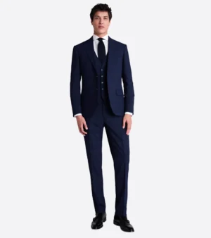 Eastford Polyester Navy Check Suit Front