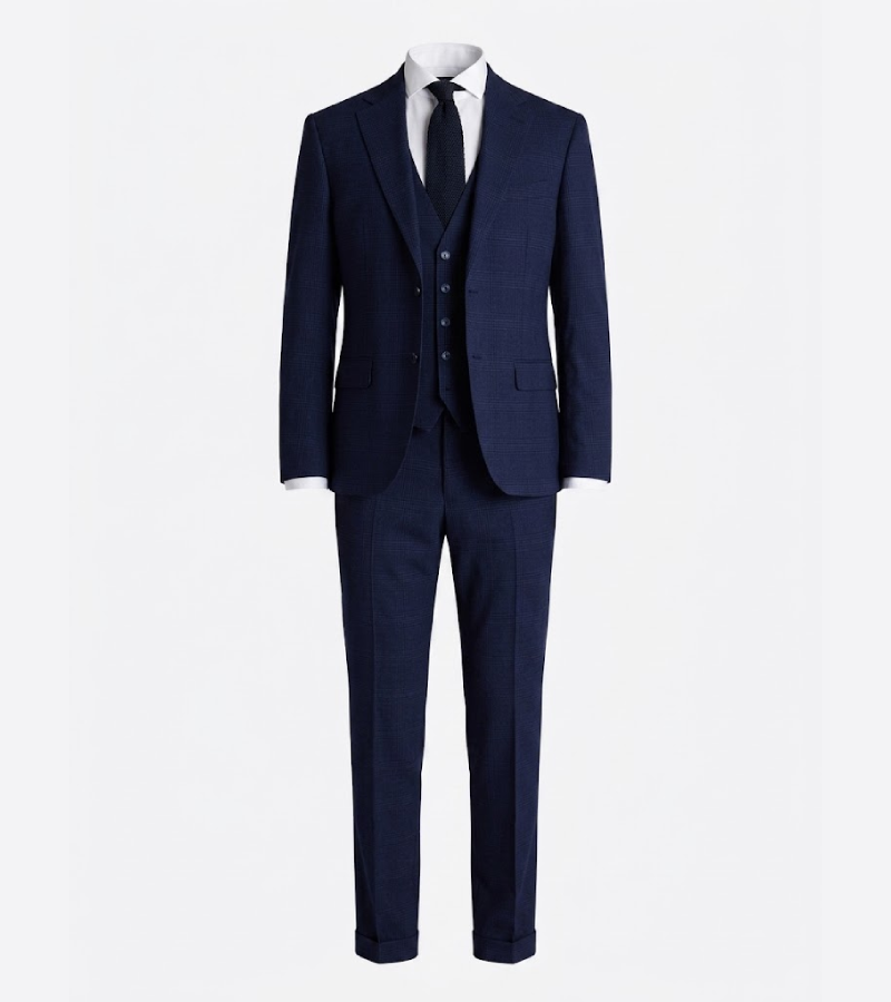 Eastford Polyester Navy Check Suit