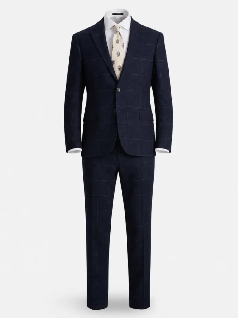 Eastford Polyester Plaid Dark Navy Suit Ghost Mannequin