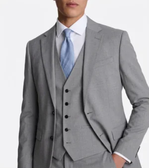 Eastford Polyester Plaid Grey Suit Closeup