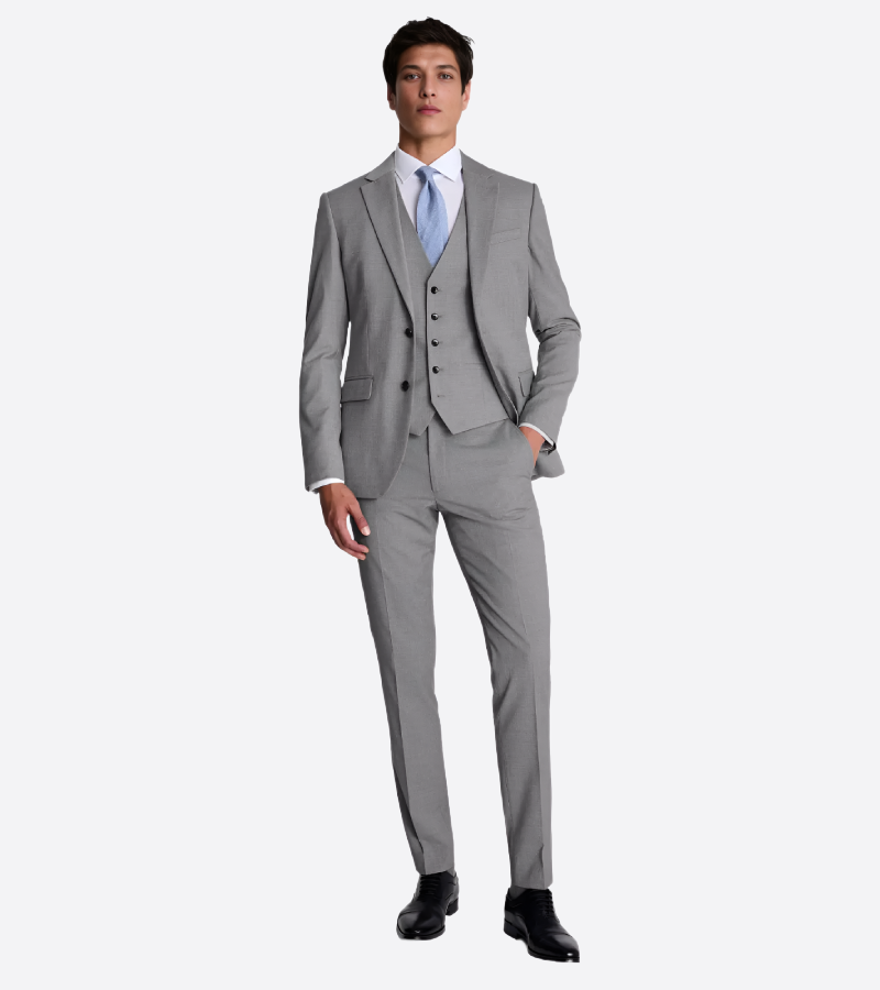 Eastford Polyester Plaid Grey Suit Front