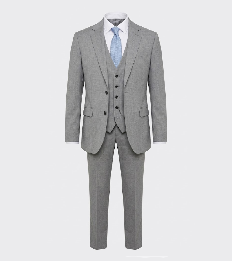 Eastford Polyester Plaid Grey Suit
