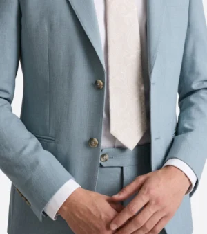 Eastford Polyester Sky Blue Twill Suit Closeup