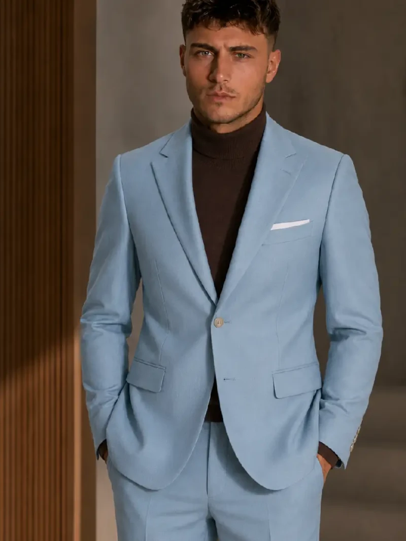 Eastford Polyester Sky Blue Twill Suit Model