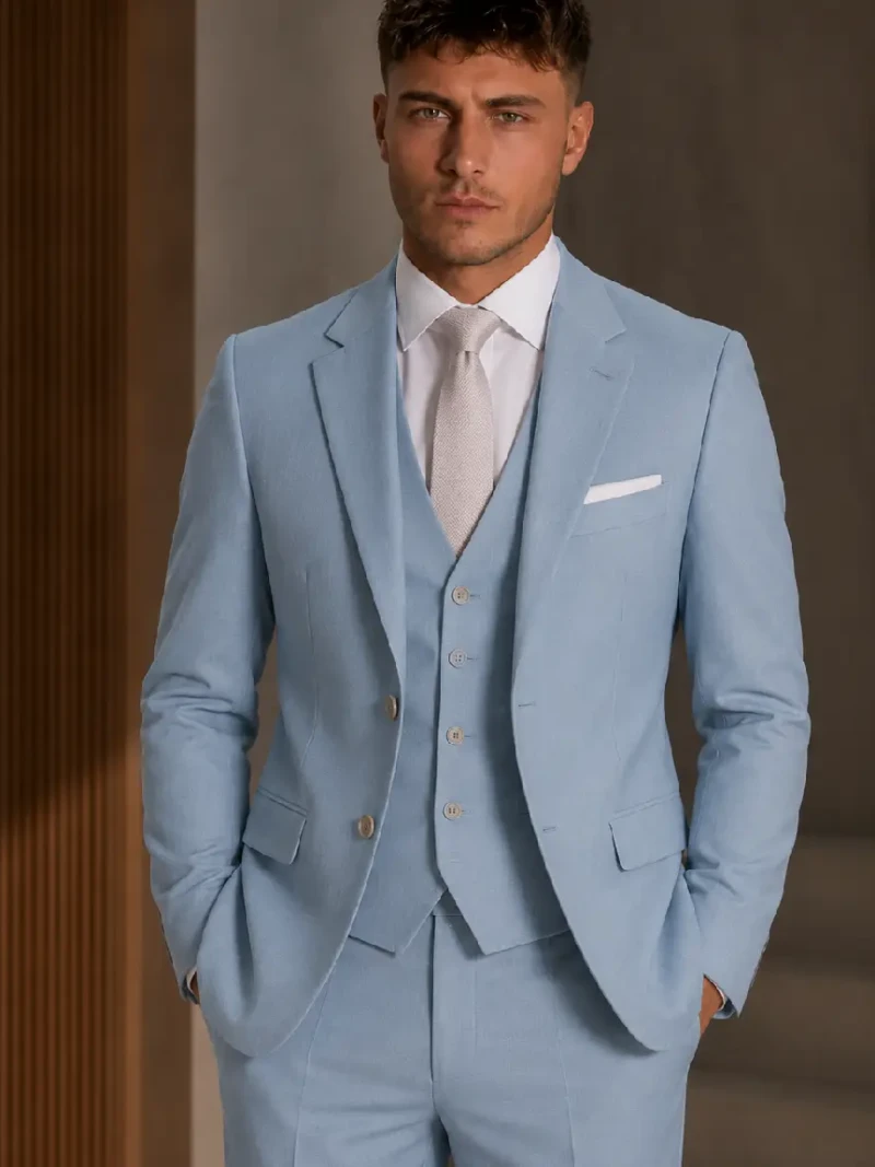 Eastford Polyester Twill Sky Blue Suit Model