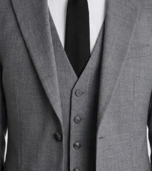 Eastford Textured Grey Wool Suit Closeup