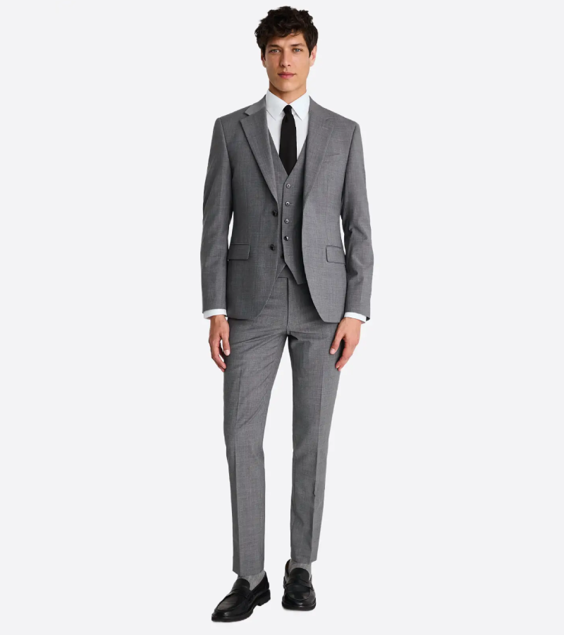 Eastford Textured Grey Wool Suit Front