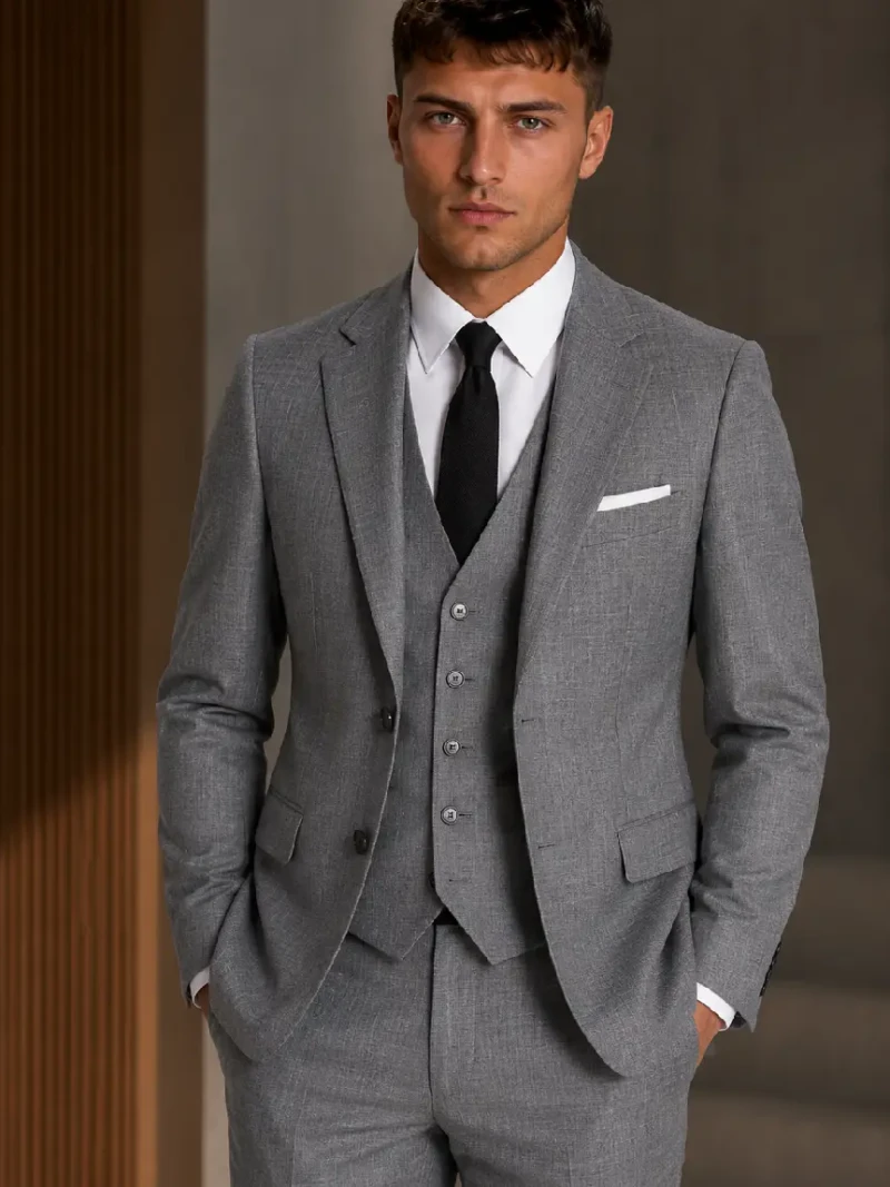 Eastford Textured Grey Wool Suit Model