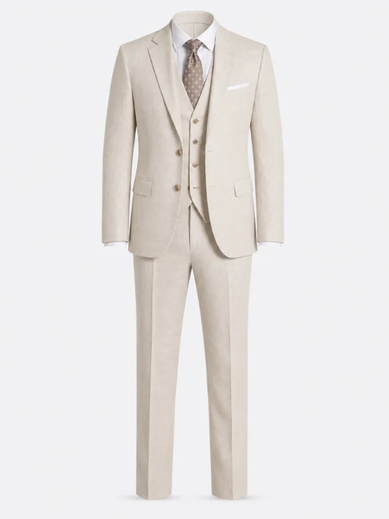 Fairmont Linen Solid Cream Suit Front
