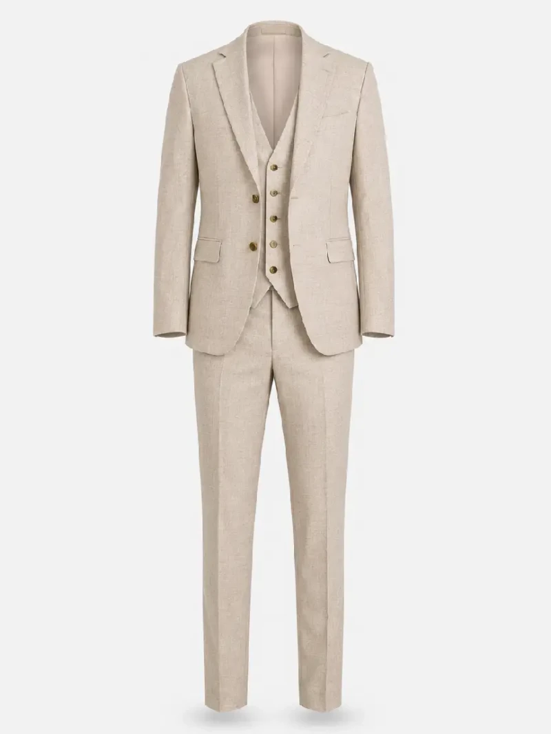 Fairmont Linen Solid Cream Suit Ghost Mannequin