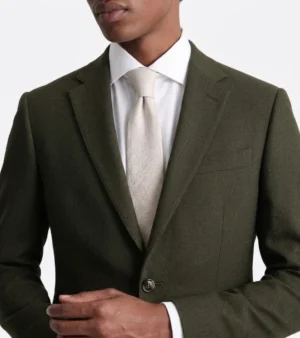 Harrington Donegal Khaki Wool Suit Closeup