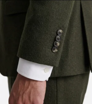 Harrington Donegal Khaki Wool Suit Cuff