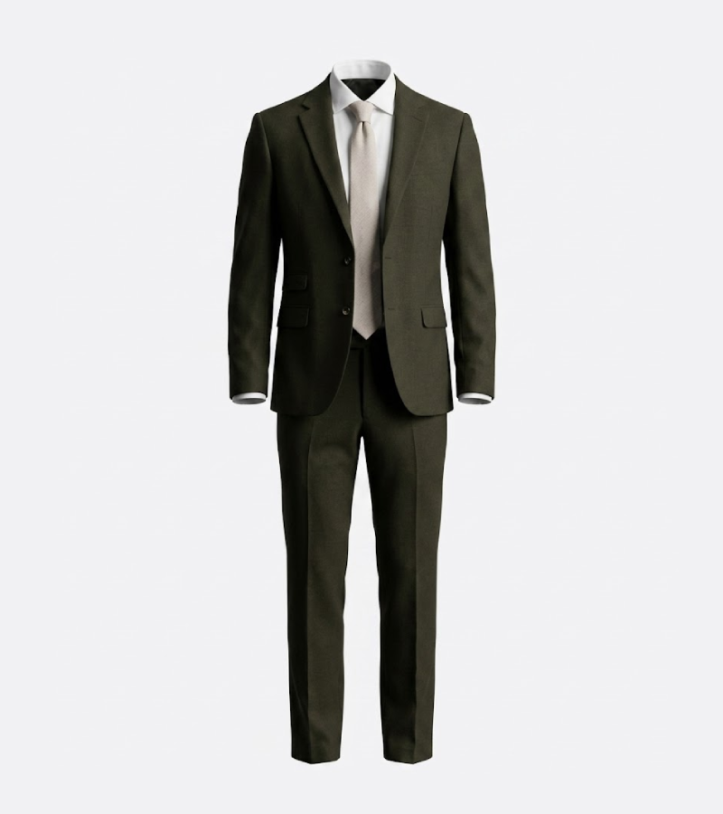 Harrington Donegal Khaki Wool Suit