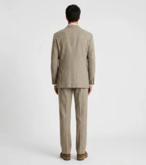Harrington Herringbone Wool Beige Suit Back