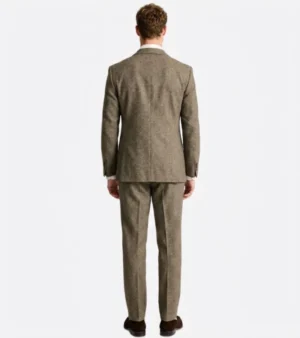 Harrington Herringbone Wool Brown Suit Back