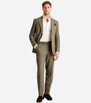 Harrington Herringbone Wool Brown Suit Front