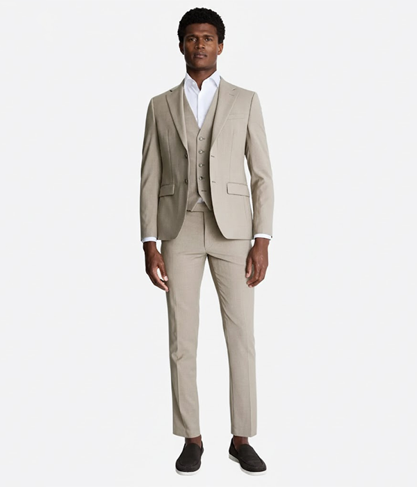 Harrington Wool Check Cream Suit Front