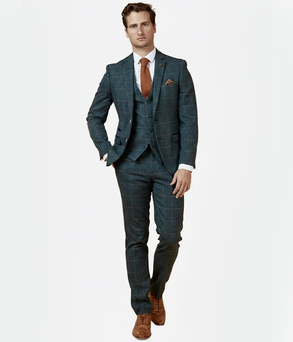 Harrington Wool Check Grey Suit Front