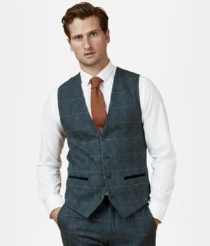 Harrington Wool Check Grey Suit Vest