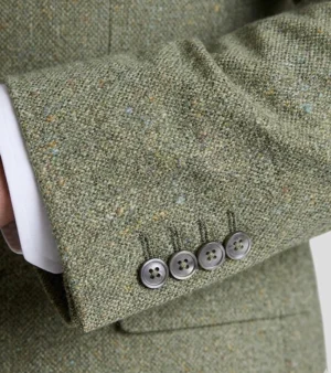 Harrington Wool Herringbone Olive Suit Cuff