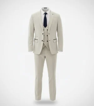 Harrington Wool Pinstripe Cream Suit