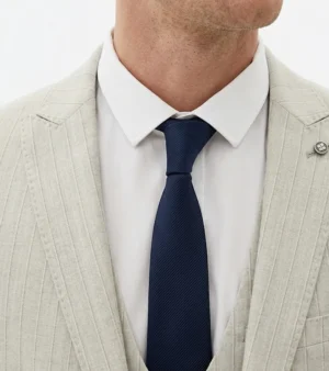 Harrington Wool Pinstripe Cream Suit Collar