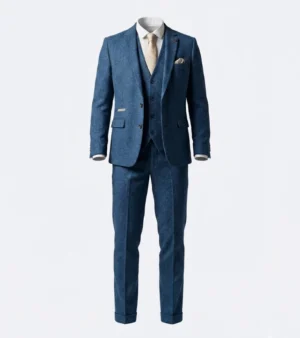 Harrington Wool Plaid Blue Suit