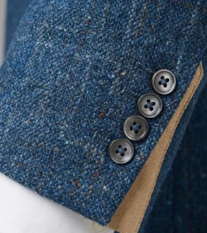 Harrington Wool Plaid Blue Suit Cuffs