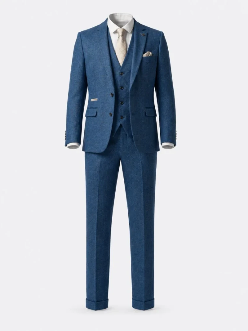Harrington Wool Plaid Blue Suit Ghost Mannequin