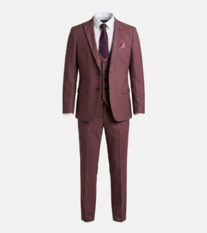 Harrington Wool Plaid Dark Pink Suit