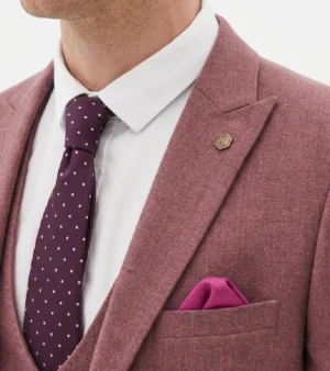 Harrington Wool Plaid Dark Pink Suit Collar