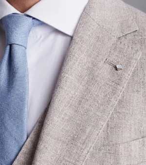 Harrington Wool Textured Cream Suit Collar