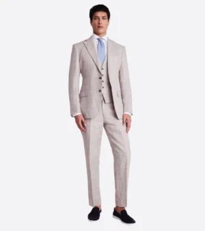 Harrington Wool Textured Cream Suit Front