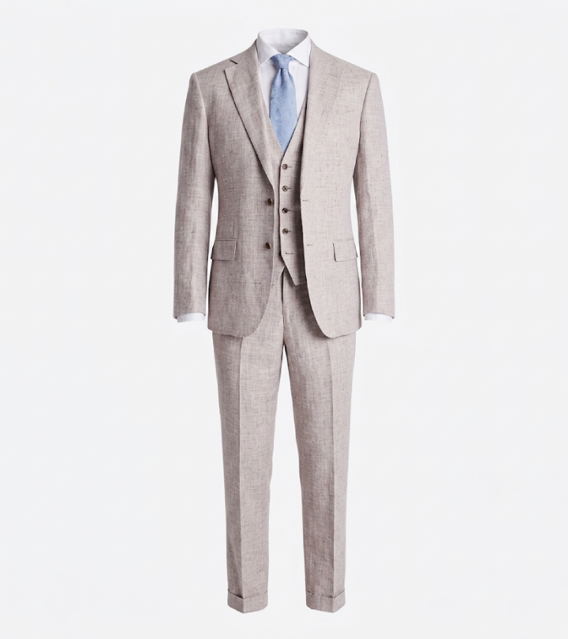 Harrington Wool Textured Cream Suit