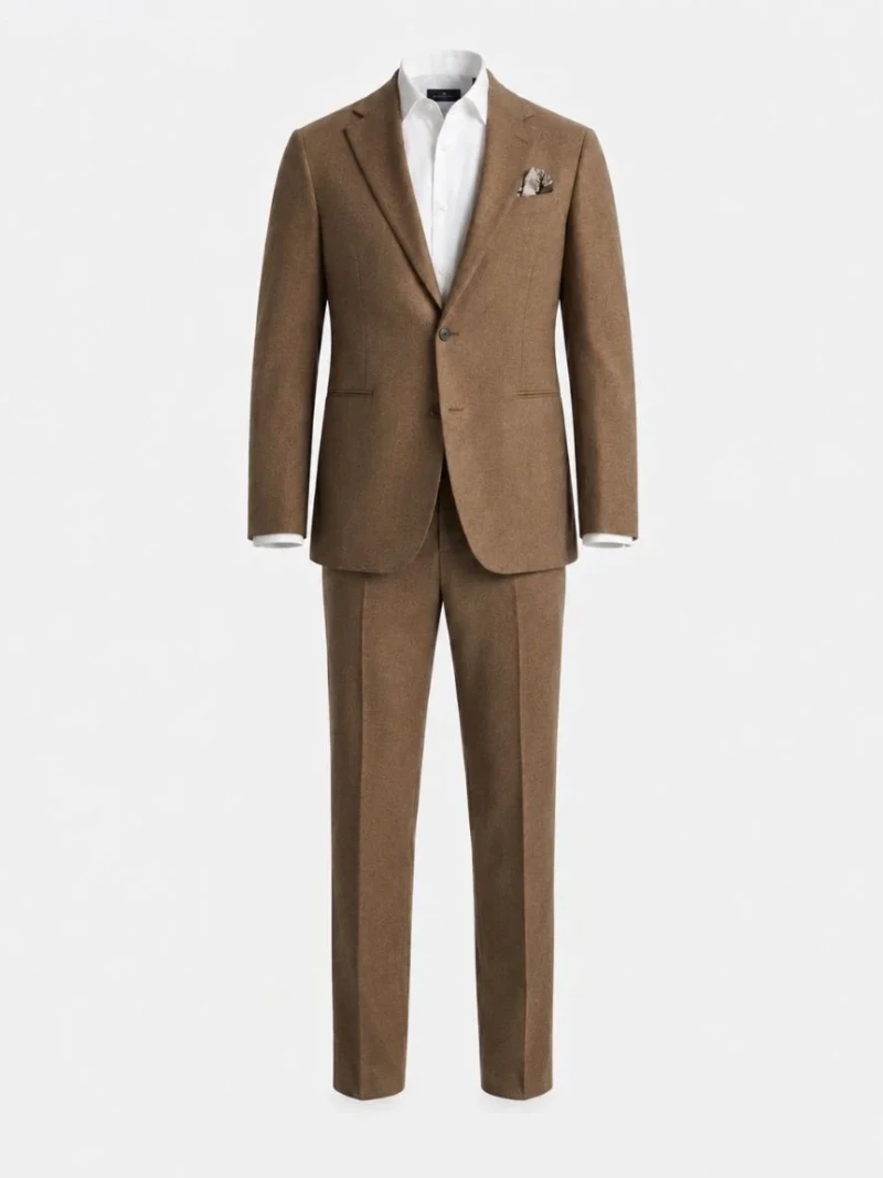 Harrington Wool Twill Brown Suit Ghost Mannequin
