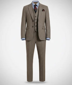 Kingsmere Wool Herringbone Brown Suit