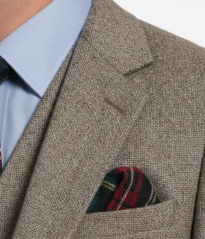Kingsmere Wool Herringbone Brown Suit Collar