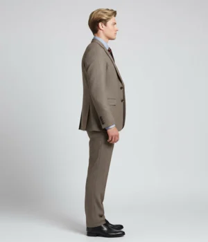 Kingsmere Wool Herringbone Brown Suit Side