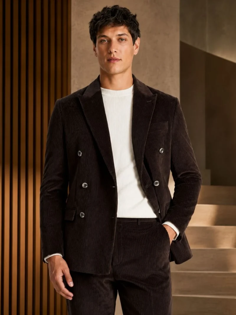 Kingsmere Wool Solid Dark Brown Suit Model