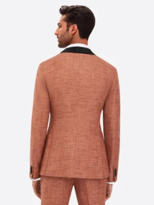 SuitsHeritage Men’s Orange Double Breasted Big & Tall 2 Piece Tuxedo Back