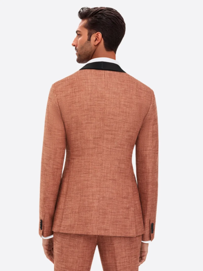 SuitsHeritage Men’s Orange Double Breasted Big & Tall 2 Piece Tuxedo Back