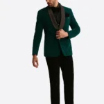 SuitsHeritage Men’s Green Velvet Regular Fit 2 Piece Tuxedo