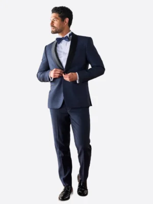 SuitsHeritage Men’s Solid Navy Regular Fit 2 Piece Tuxedo