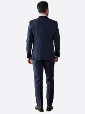 SuitsHeritage Men’s Solid Navy Regular Fit 2 Piece Tuxedo Back