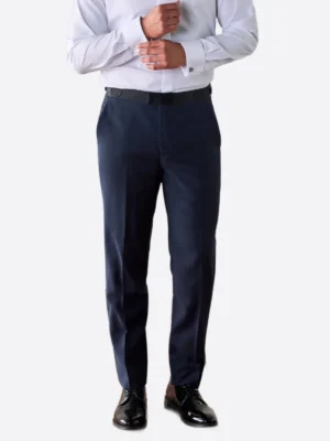 SuitsHeritage Men’s Solid Navy Regular Fit 2 Piece Tuxedo pant