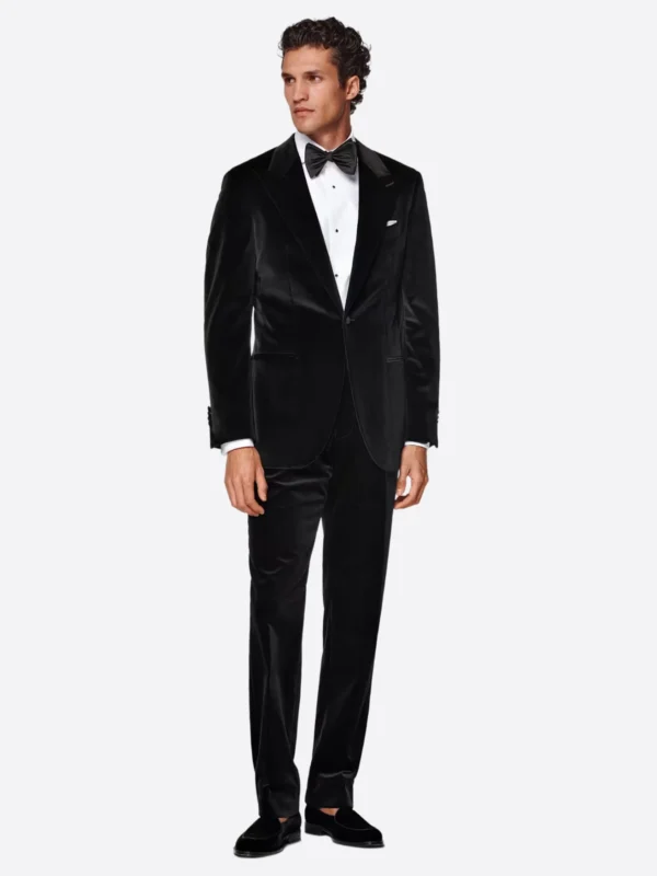 SuitsHeritage Men’s Velvet Black Regular Fit 2 Piece Tuxedo