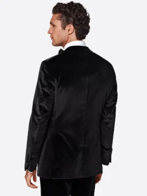 SuitsHeritage Men’s Velvet Black Regular Fit 2 Piece Tuxedo Back