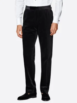 SuitsHeritage Men’s Velvet Black Regular Fit 2 Piece Tuxedo Pant